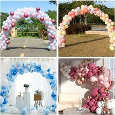 several different pictures of balloons and decorations