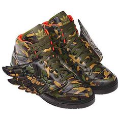 Adidas Jeremy Scott Wings, Jeremy Scott Adidas, Red Tracksuit, Adidas Camo, Adidas High Tops, Wing Boots, Camo Shoes, All Nike Shoes, Adidas Original