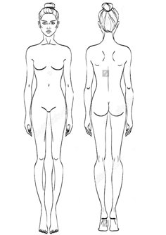 an outline drawing of a woman's body and the top half of her body