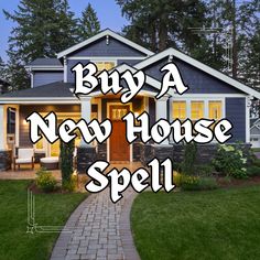 a house with the words buy a new house spell