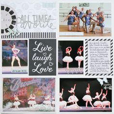 a collage of photos with dancers and words