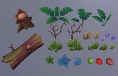 various plants and trees are depicted in the game