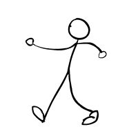 a drawing of a person throwing a frisbee in the air with one hand