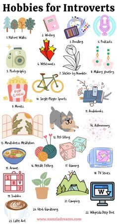 Best Hobbies Ideas, 100 Hobbies To Try, Social Tips For Introverts, Energizing Hobbies, Ins And Outs Of 2024, Hobbies Ideas List, Hobbies For Summer, Art Hobbies Ideas, Ins And Outs 2024