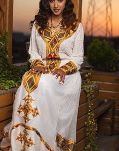 Ethiopian Fabric, Eritrean Dress, Habesha Dress, Ethiopian Clothing, Ethiopian Traditional Dress, Ethiopian Dress, Habesha Kemis, Mother Daughter Fashion, Chain Stitch Embroidery