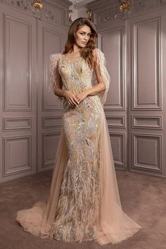 Gatti Nolli GA7077 Heena Khan Dresses, Embroidered Mermaid, Sabrina Neckline, Heena Khan, Tulle Train, Couture Evening Dress, Dress Name, Plastic Dress, Mermaid Evening Dress