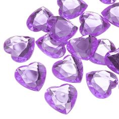 purple heart shaped crystals on a white background