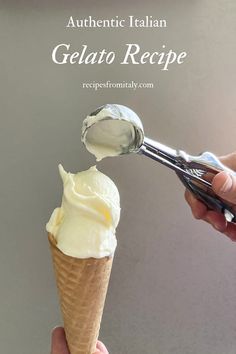 an ice cream scooper being used to scoop gelato