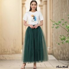 Olivia Mark - Professional Sheer Mesh Midi Skirt: Elegant Dance Instructors Sheathed Skirt for Special Occasions Mesh Midi Skirt, Belted Midi Skirt, Organza Skirt, Midi Flare Skirt, Skirts Midi High Waisted, Sheer Skirt, Half Skirt, Mesh Skirt, Linen Skirt