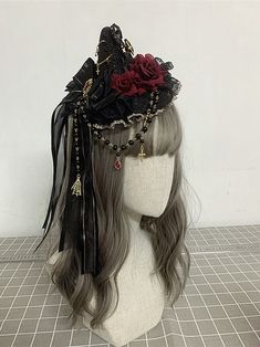 This price is for a mini hat only. Fitted Gothic Mini Hat With High Crown, Gothic Mini Hat With Curved Brim For Costume, Black Adjustable Mini Hats In Fantasy Style, Gothic Mini Hat With Adjustable Curved Brim, Witchy Adjustable Mini Hats For Cosplay, Victorian Hats, Wine Red, Top Hat, Beaded Chain