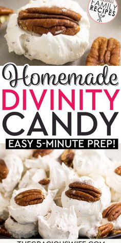 homemade diy candy with whipped cream and pecans on top is the perfect treat for any holiday party