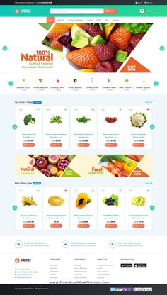 the website design is designed to look like it has many different fruits and vegetables on it