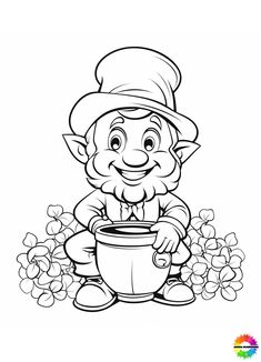 an image of a potted lepreite sitting on the ground with clovers