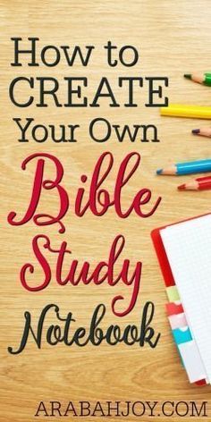 the bible study notebook with colored pencils on it and an open notepad next to it