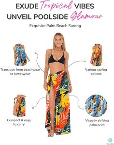 Tropical Elegance Redefined: Dive into summer with a versatile sarong that combines effortless style with comfort. Whether as a beach wrap, skirt, or scarf, this sarong brings a splash of tropical charm to your ensemble. Product Highlights: Versatile Fashion Piece: Ideal as a wrap, skirt, dress, scarf, shawl, or headwrap. Premium Rayon Material: Offers breathability and softness, perfect for warm climates. Generous Coverage: Large size for versatile styling and fit for all body types. Vibrant Tropical Design: Adorned with a stunning floral and palm print for a unique beach look. Ethically Crafted: Collaborates with Southeast Asian artisans, promoting traditional crafts. Machine Washable: Easy to care for, ensuring long-lasting wear and appearance. Satisfaction Guarantee: Backed by a hassle Swimsuit Coverup Skirt, Sarong Swimsuit Cover, Beach Wrap Skirt, Bathing Suit Women, Poolside Glamour, Dress Scarf, Beach Sarong, Beach Wrap, Unique Beach