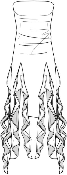 a drawing of a vase with ribbons on the top and bottom, in black and white