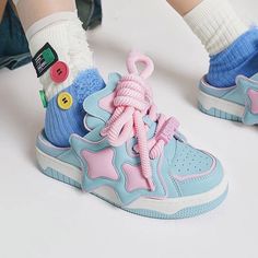 Features: Casual Round toe Non-slip Chunky sole Vintage star platform design Outsole: rubber Kawaii Sneakers, Backless Sneakers, Harajuku Shoes, Sneaker Sandals, Bread Design, Skateboard Fashion, Stylish Footwear, Twinkle Star, Backless Design