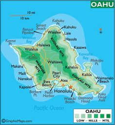 a map of hawaii showing the location of wailua and kaua'i