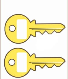 two yellow keys are shown with the same key hole on one side and the other end