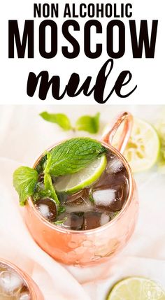 a moscow mule with mint and lime garnish