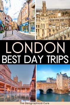 Pinterest pin for 30+ Best Day Trips From London Bath London, Windsor London, 1 Day Trip, Day Trips From London, Travel Guide London, United Kingdom Travel, One Day Trip, Things To Do In London