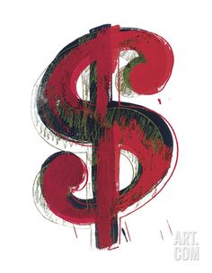 a red and black dollar sign with the word $ written in it's center