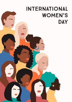 the international women's day poster is shown with people in different colors and sizes