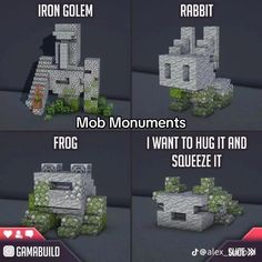 the instructions for how to build an iron golem in minecraft with pictures and text below