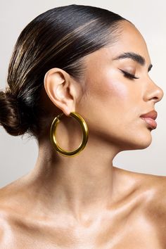 Elevate your daily ensemble with a pair of hoops like Logan. Arriving in a chunky yet lightweight design, these gold earrings are made to see you from day to night.Features - Gold toned - Chunky hoop design- Hinge fastening Product Information Designed exclusively by Club L London Gold-toned brass (100% Brass) SKU: CL134271007 Returns InformationEarrings and pierced jewellery cannot be returned for health and hygiene reasons. Ugc Photos, African Inspired Earrings, Hair Tied Back, Dark Feminine Era, Forties Fashion, Diamante Earrings, Feminine Era, Mauve Blush, Gold Silver Jewelry