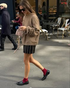 Fall Mini Skirt, Loafers With Socks, Red Socks, Loafers Outfit, Academia Outfits, Sock Outfits, Personal Style Inspiration, Miniskirt Outfits, Ready For Fall