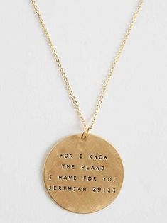 For I Know the Plans Necklace Jesus Merch, Christian Accessories, Necklace Quotes, Vie Motivation, Fingerprint Jewelry, Christian Bible Quotes, I Know The Plans, Jesus Is Life, Jewelry Accessories Ideas