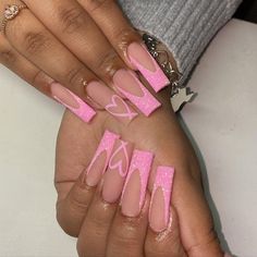 Ballet Nails, Glitter Rosa, Fake Nails With Glue, Nail Supplies, Pink Acrylic Nails, Stick On Nails, Nail Art Hacks, False Nail, Nail Arts