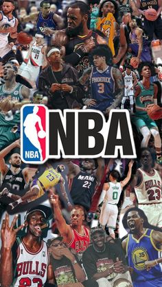 a collage of basketball players with the word'nba on top of them