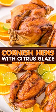 Serve these oven roasted cornish hens! Finished with a sticky, sweet-and-tangy citrus glaze, these cornish game hens are a Thanksgiving side dish to impress. This Thanksgiving dinner recipe is also perfect for your Christmas dinner party! Cornish Game Hens Thanksgiving, Healthy Cornish Hen Recipe, Oven Roasted Cornish Game Hens, Cornish Hens For Thanksgiving, Smoked Cornish Hen Recipe, Cornish Game Hen Recipes Roasted, Brine For Cornish Hens, Thanksgiving Cornish Game Hen Recipes, Cornish Hens In Oven