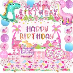 PRICES MAY VARY. Title: 10pcs pink dinosaur birthday party supplies. Product Type: Categories > Party Supplies > Party Tableware > Plates Pink Dinosaur Birthday Party, Girly Dinosaur Party, Pink Dinosaur Party, Girly Dinosaur, Dinosaur Cupcake, Cupcake Card, Pink Dinosaur, 1st Birthday Decorations, Dinosaur Birthday Party