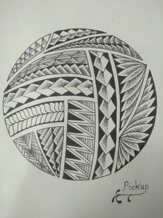 a black and white drawing of a ball with geometric designs on the inside of it