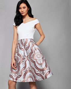 LAIS Versailles jacquard skirt dress  #TedToToe Lace Panel Dress, Ted Baker Dresses, Ted Baker Dress, Jacquard Skirt, Derby Party, Panel Dress, Tie The Knot, Printed Shift Dress, Tennis Dress