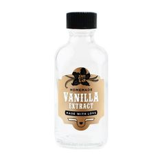 a bottle of vanilla extract on a white background