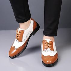 Category:Oxfords; Upper Materials:Microfiber; Season:Summer; Gender:Men's; Toe Shape:Pointed Toe; Style:Business; Outsole Materials:Rubber; Occasion:Party  Evening,Wedding; Closure Type:Lace-up; Function:Slip Resistant,Breathable,Comfortable; Pattern:Color Block; Listing Date:07/19/2023; 2023 Trends:Leather Loafers,Plus Size,Dress Shoes,Brogue; Foot Length:; Foot Width:; SizeChart1_ID:2:184042; Size chart date source:Provided by Supplier. Trendy Mens Shoes, Big Size Fashion, Men Dress Shoes, Brogues Men, Leather Brogues, 2023 Trends, Men Formal, Men Plus Size, Business Shoes