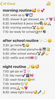 Daily School Routine, School Routine For Teens, Morning Routine School, Daily Routine Planner, Morning Routine Checklist, After School Routine, School Routine