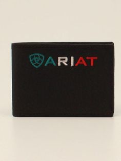 Ariat A35507282 Mexican Logo Bi-Fold Wallet Front View Black Bifold Wallet With Logo, Mexican Logo, Ariat Logo, Mexico Flag, Shield Logo, Window Styles, M F, Flag Colors, Fold Wallet