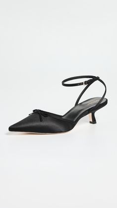 Fast Free Shipping & Free Returns on Reformation Wade Kitten Heel with Bow at Shopbop. Shop new arrivals from Reformation at Shopbop.com Classic Black Kitten Heels With Reinforced Heel, Black Pointed Kitten Heels, Bow Kitten Heels, Chic Black Kitten Heels With Bow, Black 4-inch Heel Kitten Heels, Bow Shoes, Save Earth, Rubber Heels, Tennis Shoes