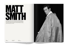 an open book with a man in a striped coat on the cover and text that reads matt smith