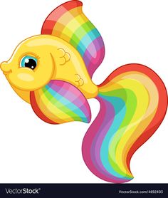 a rainbow colored fish floating in the water