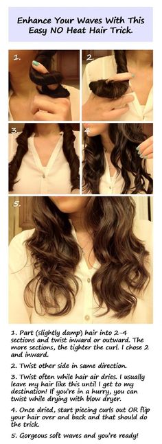 wave hair Curls No Heat, Makeup Hairstyles, No Heat Hairstyles, Bad Hair Day, Bad Hair, Hair Waves, Medium Hair, Hair Dos, Gorgeous Hair