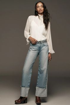 AG Adria Colorblock Low-Rise Wide-Leg Jeans | Anthropologie Anthropologie Style, Labor Day Sale, Ag Jeans, Modern Wardrobe, Comfy Shoes, Sioux, Diy Style, Plus Dresses, Labor Day