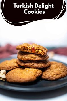 cookies stacked on top of each other with the words, turkish delight cookies above them