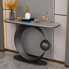 a modern console table with an abstract design