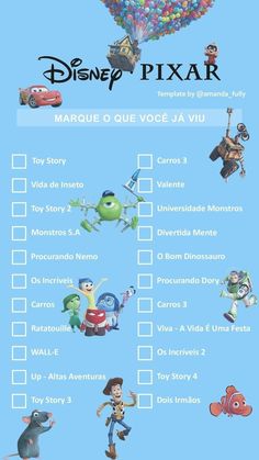 the disney pixar character quiz is shown in this graphic style, with many different characters