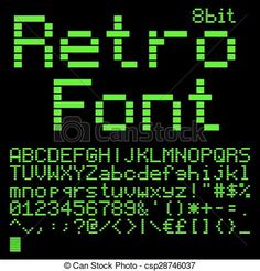 an old school computer font and numbers set up to spell the word,'retro font '